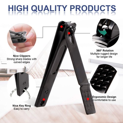 Manicure Set Professional Pedicure Kit Nail Clippers Set Steel Black 7 in 1 Grooming Kit Nail Scissors Cutter Ear Pick Tweezers Scissors Eyebrow Nail file Nail Kit for Man Women gift (Red_7 in 1)