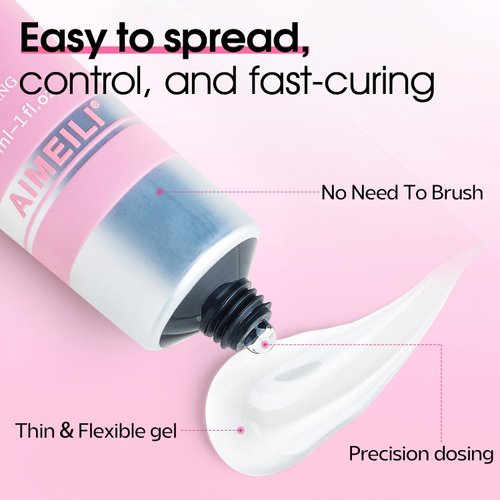 AIMEILI Solid Nail Glue Gel for False Nail Tips Fake Nails, Strong Adhesion Nail Gel Glue for Nail Extension Soft Gel Nail Tips