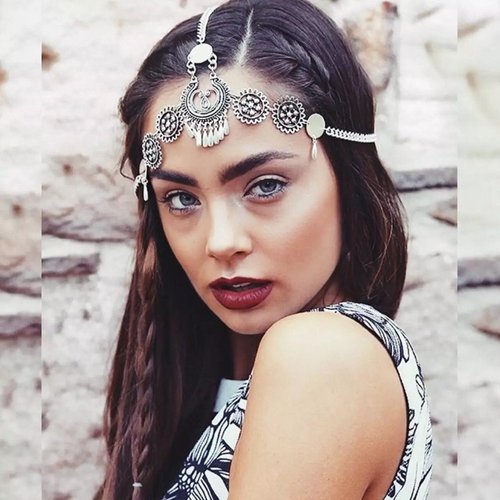 Xerling Flower Head Chain Floral Coin Headpiece Teardrop Tassel Hair Accessories for Women Gilrs Costume Festival Headband Jewelry (Silver)
