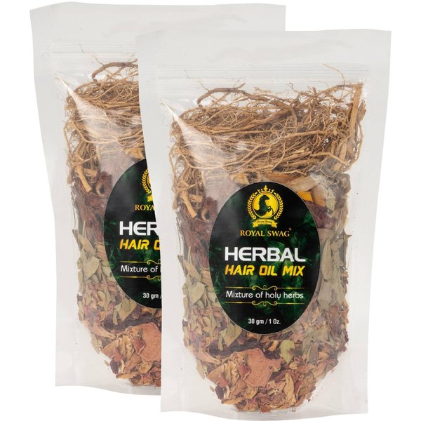 ROYAL SWAG Herbal Hair Oil Mix 30 g x 2 packs for Healthy Hair Packed with Goodeness of Ayurvedic Natural Dried Herbs For Oil Infusion | Made In India | Pack of 2(1 pack = 1 Oz/30 gm)