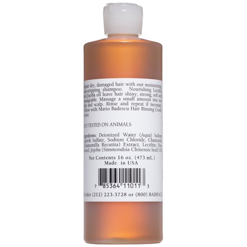 Mario Badescu Lecithin Nourishing Shampoo | Hydrating and Moisturizing Shampoo for Men & Women with Jojoba Oil & Lecithin | Helps Restore Dry, Damaged & Color-treated Hair | 16 Fl Oz