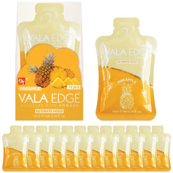12 Pack 10ml Vala Edge Control Braiding Gel Pomade Strong Hold High Shine Made in Korea Beauty Styling Gel (Pineapple)