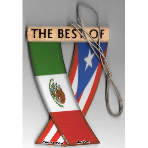 Puerto Rico and Mexico Mexirican Boricua Mejicano Caribbean South American Rearview Mirror Mini Banner Hanging Flags For The Car Unity Flagz™.
