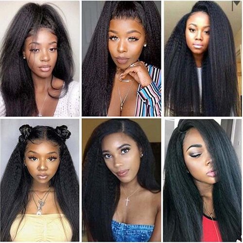 1B Yaki Straight Bundles Human Hair Color 1B Kinky Straight Bundles 8a Grade Double Weft Brazilian Remy Hair Weave Extensions Soft and Silky for Black Women (18 20 22 inch 3 Bundles)
