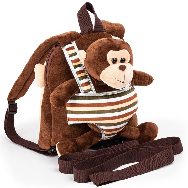 Cute Monkey Toy Toddler Backpack with Leash – Kids Stuffed Animal Toy Backpack for Boy Girl – Kids Backpacks for Boys and Girls 2 3 4 5 Years Old with Plush Toy (Brown)