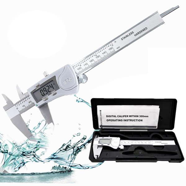 NORTOOLS Digital Caliper Measuring Tool,150mm/ 6” Stainless Steel IP54 Waterproof Electronic Micrometer Caliper with Large LCD Display for Jewelers, Woodworkers