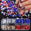 12 Grids Star Nail Art Glitter 3D Holographic Nail Glitter Sequins Independence Day Nail Supplies Metallic Nail Sequins Red Blue Mixed Star Nail Glitter for Women Nail Charms Manicure Decorations
