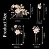 7 PCS Bridal Flower Wedding Hair Clips Crystal Pearl Hair Pins Headpiece Side Bridal Comb Gold Wedding Hair Accessories Jewelry for Brides Bridesmaids Women Girls Updo(Pink)