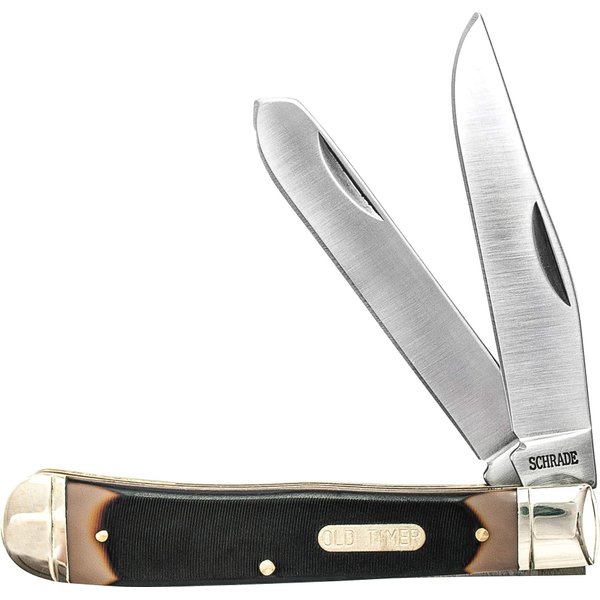 Old Timer 296OT Trapper 7.3in S.S. Traditional Folding Knife with 3.2in Clip Point Blade and Sawcut Handle for Outdoor, Hunting, Camping and EDC
