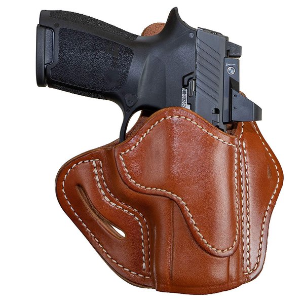 1791 GUNLEATHER Sig P320c Optic Ready Holster - OWB CCW Holster - Right Handed Leather Gun Holster for Belts - HK VP9sk, HK P2000, HK 45c, SIG P229c and Most compacts with Rails (Classic Brown)