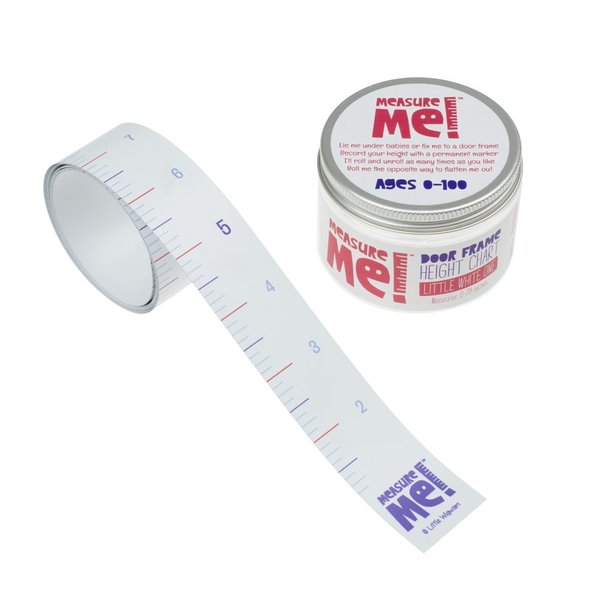 Measure Me! Baby Roll-up Door Frame Growth Height Chart for Children Kids Room - Little White One (inches)