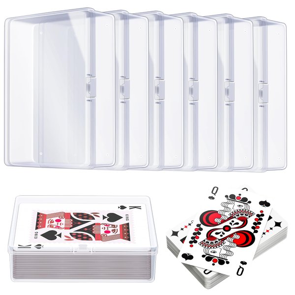 Playing Deck Card Cases Clear Plastic Trading Card Storage Box Acrylic Card Holder Box Compatible with MTG TCG Collectible Trading Card Cases, Each Case for 100 Pcs Cards (6 PCS)