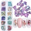 Abalone Seashell Nail Art Slices, Holographic 3D Mermaid Irregular Nail Art Glitter Flakes, Ocean Beach Shell Nail Sequins Supplies for Women Girls Manicure Sparkly Decoration, DIY Resin Nail Art Tips