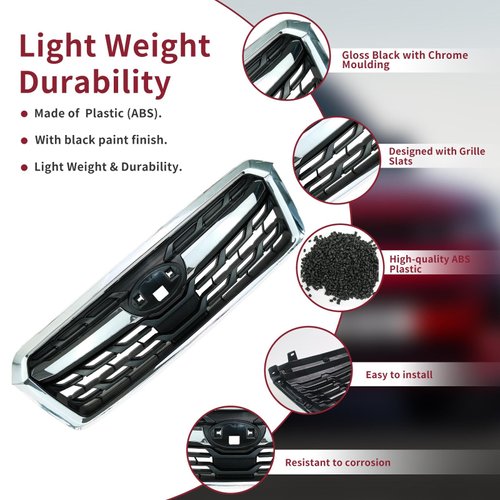 Muztaga 2014-2018 Forester Chrome Moulding Front Grill,Scratch Resistance,Moisture and Corrosion Resistance Strict QC&Fitment Tested
