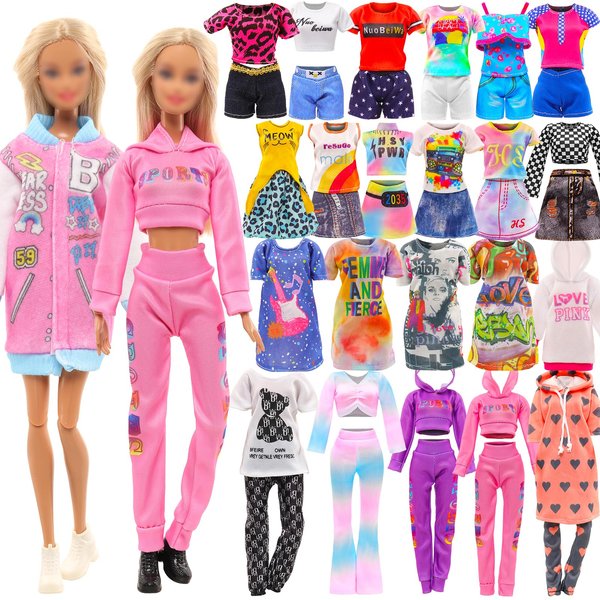 10 Set Doll Clothes for 11.5 Inch Girl Doll Include 4 Fashion Dresses 1 Sport Wear 4 Tops and 4 Short Outfits 1 Casual Wear for 11.5 Inch Doll Clothes Set (NO Doll)