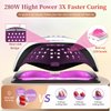 UV LED Nail Lamp, 280W Professional UV Nail Dryer Light for Gel Nails with 66 Beads, Fast Curing Gel Polish Lamp Auto Sensor 4 Timer Setting, Nail Art Drying Tools for Fingernail and Toenail