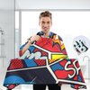 Barber Cape Salon Cape Hairdressing Apron Haircutting Waterproof Retro Pop Art Comics for Adults Men Clients with designs Adjustable Neck Closure