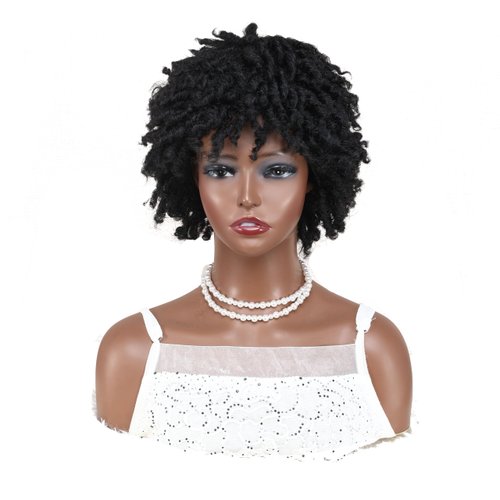Ruilong Short Dreadlock Wig, Afro Super Short Wigs Twist Braids Wigs Dreadlock Wig for Black Women and Men Black Color