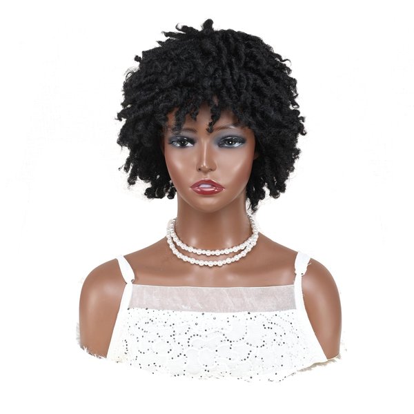 Ruilong Short Dreadlock Wig, Afro Super Short Wigs Twist Braids Wigs Dreadlock Wig for Black Women and Men Black Color