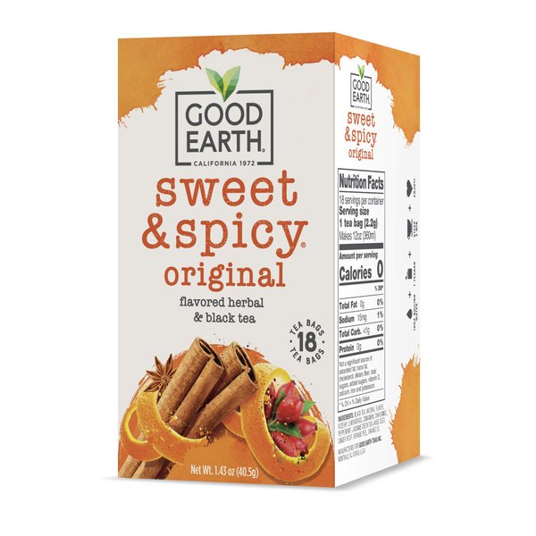 Good Earth Herbal & Black Tea, Sweet & Spicy, 18 Count (Pack of 6) (Packaging May Vary)