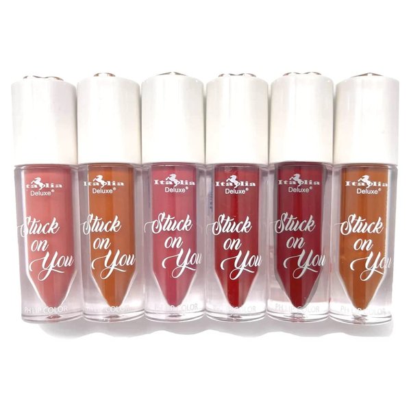 Italia Deluxe STUCK ON YOU PH LIP COLOR 6 Piece Set Lasts All Day, 0.1058 Ounce