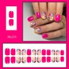 Pink Press on Nails Short Square Fake Nails with Floral designs Summer False Nails Glossy Full Cover Acrylic Nails Reusable Glue on Nails for Women Gel Stick on Nails 24pcs