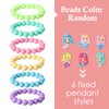 Hifot 6 Pieces Mermaid Beaded Bracelets for Girls, Silicone Mermaid Pendant Bracelet Kids Jewelry Bracelets Set Princess Dress up Party Favor Gift (random colors)