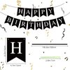 Waenerec Black Happy Birthday Banner Sign Happy Birthday Bunting Banner Garland for Kids Girl Woman Birthday Tea Party Decorations Bunting Flag Birthday Party Supplies