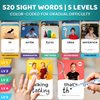 QUOKKA 520 Sight Words Flash Cards for Kids Adults - from Pre-K to 3rd Grade | 5 Levels, Bold Font, Jumbo Size, Dry Erase Reusable Cards with Realistic Images & Rings | Based on Dolch & Fry Word Lists