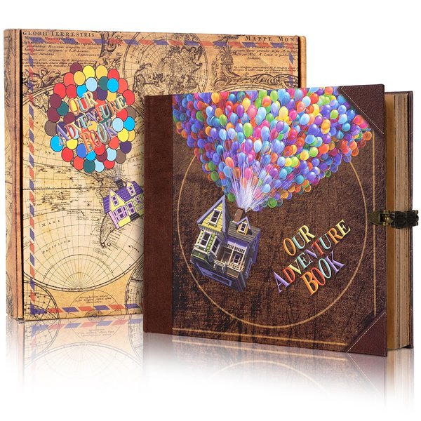 Scrapbook Photo Album, Our Adventure Book Scrapbook, 146 Pages Embossed Letter Cover Movie Up Travel Diary Journal Scrap Book，Gift for Anniversary, Wedding, Travelling, Memory Book， Valentine's Day