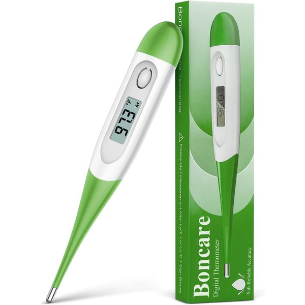 Boncare Thermometer for Adults, Digital Oral Thermometer for Fever with 10 Seconds Fast Reading (Green)