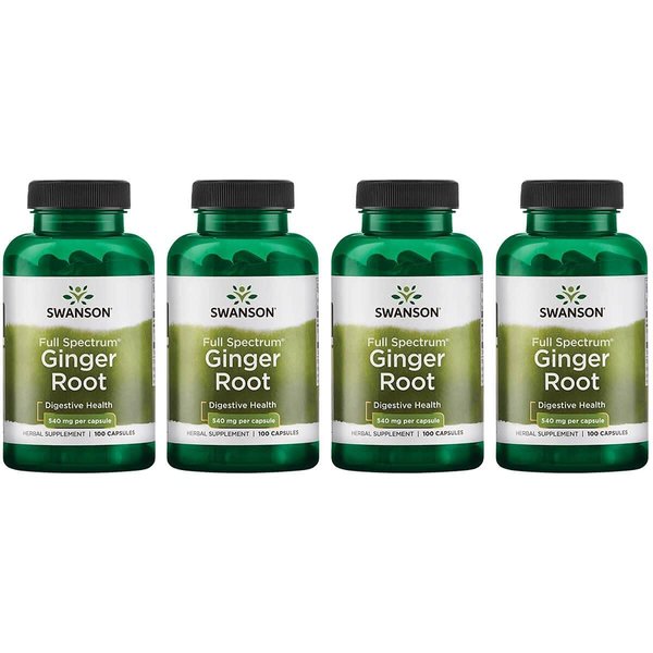 Swanson Full Spectrum Ginger Root 540 mg 100 Caps 4 Pack
