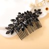 Teyglen Hair Comb, Crystal Bride Wedding Hair Comb Full Black Rhinestone Side Comb Bridal Hair Piece Accessories for Bride Women Girl (Black, 11 * 6 cm / 4.33 * 2.36 inches)