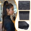 Straight Ponytail Extension Human Hair Wrap Around Magic Paste Ponytail Clip In Real Brazilian Virgin Human Hair pieces For Black Women Natural Black 20inch