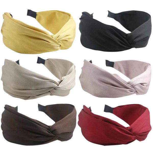 HUANMAYE Style Fashion Knotted Headbands For Women Leopard Print Cross Knot Wide Elastic Hair Hoops for Yoga Outdoor Exercise 6Pcs (Matte)