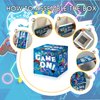 Misaidou Blue Video Game Birthday Money Gift Box with DIY Stickers for Any Age, Surprise Money Boxes for Cash Gift with Pull Out Happy Birthday Day Card and 100Pcs Transparent Bags for Boys Girls