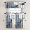 MCALK Blue Blackout Kitchen Curtains Tiers and Valances Set 3 Piece for Windows White and Grey Kitchen Window Curtains Set,Modern Abstract Art Valances for Living Room(36" Tiers Set)