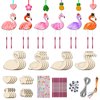 TREACLUB 16 Pack Wind Chime Kits for Kids, Make Your Own Summer Flamingos Wind Chime DIY Coloring Heart Flower Pineapple Wooden Arts and Crafts Birthday Gifts for Girls Boys