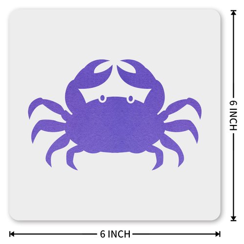 MAGJUCHE Crab Stencil 6 Inches, Reusable Crab Stencil for Painting DIY Crafts Decor