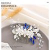 Jeairts Blue Rhinestone Wedding Hair Comb Silver Flower Bridal Hair Pieces Leaf Wedding Headpiece Hair Dress Crystal Bridal Hair Accessories for Women and Girls