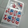 24Pcs Medium Long Press On Nails Independence Day Fake Nails with Blue Red Five-Pointed Star Designs American Flag Acrylic Nail Glossy Artificial Nails 4th July False Nails Holiday Manicure Decoration