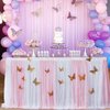Albassa Pink Tulle Table Skirt 6ft Pink Tutu Table Skirt Baby Shower Tablecloth for Princess Girl Butterfly Elephant Birthday Party Decorations