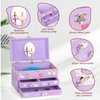 efubaby Musical Jewelry Box for Girls 3 Layer Jewelry Organizer with Drawers Spinning Ballerina Unicorn Design Included Unicorn Jewelry Set Kids Birthday Christmas Gifts for Girls, Purple