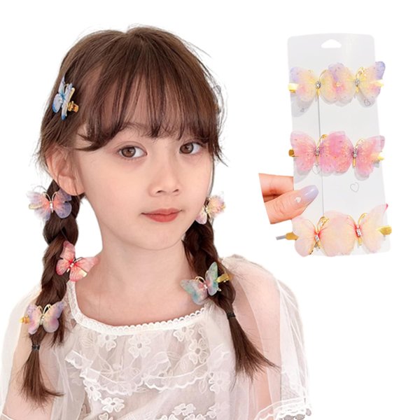 6 PCS Colorful Moving Butterfly Hair Clips Non-Slip Clips Cute Barrettes Hair Accessories for Teens Women Girls 078-#02
