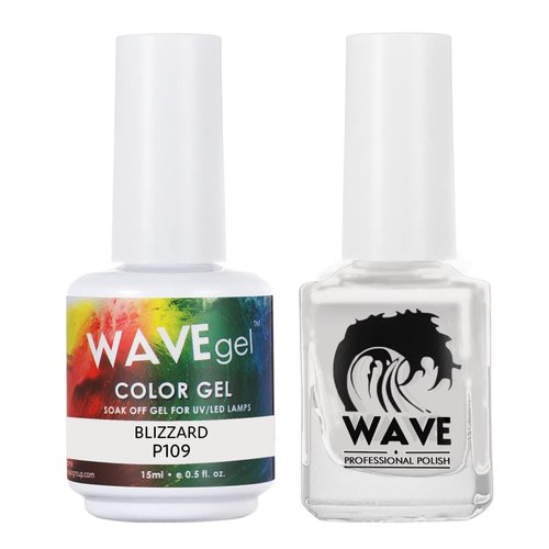 WAVEGEL Soak-Off Gel & Nail Lacquer Matching Duo Set - Simplicity Collection - #P109 Blizzard I 0.5 Oz