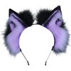 Kidukso Halloween Animal Ears Headdress Headwear Cat Dog Wolf Fox Ears Headband Furry Animal Ears Hairband Halloween Cosplay Costume Accessories Handmade Adult Fur Ears Anime Dress Up Props Purple
