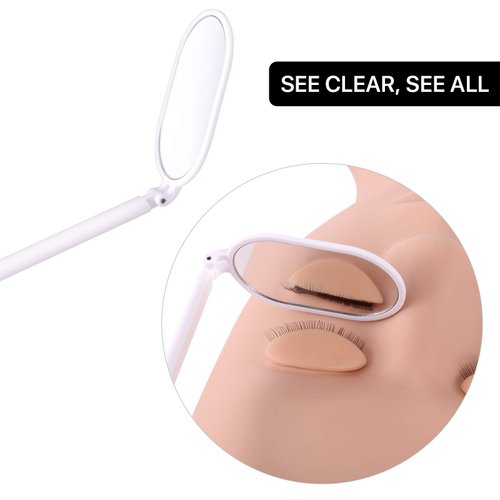 Pretty memory Foldable Lash Mirror, 270° Free Rotation, Lightweight Makeup Mirror for Eyelash Extensions Supplies (White)