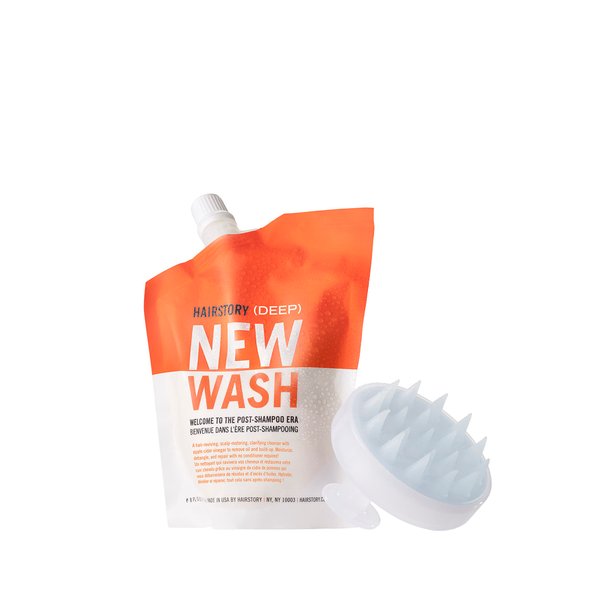 Hairstory New Wash DEEP Clarifying Cleansing Cream + Scalp Brush for Oily Hair | Color Protectant | Sulfate-Free | Natural | Apple Cider Vinegar & Argan Oil | Shampoo & Conditioner Alternate, 8oz