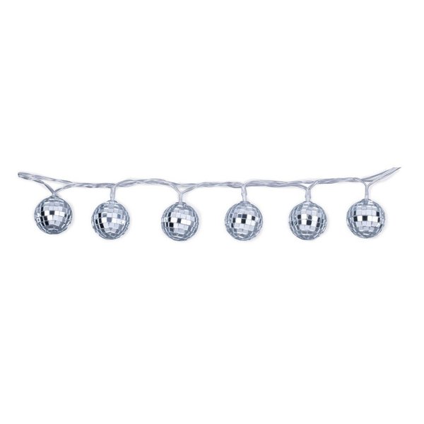 Kikkerland 5ft 10 Hanging LED Disco String Lights Decorative Lights Battery Operated Bedroom Living Room, Inside Outside Decor, Home Decor, Party Lights