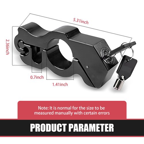 Shakas Motorcycle Handlebar Brake Lock, Strong Torque Self-Locking Collet Anti-Theft Throttle Handlebar Lock, Portable Safe Travel Accessory for Most Motorcycles Bicycles (Black)